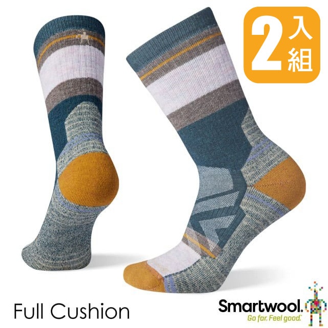 【SmartWool】女 美麗諾羊毛 機能戶外中級減震中長襪-土星紋(2雙入)SW001583-G74 暮光藍✿30E010